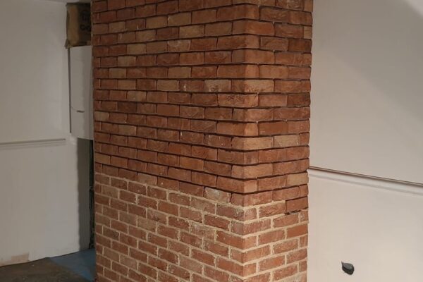 POINTING INSTALLATION OF BRICK SLIPS CHIMNEY BREAST